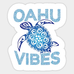 Polynesian Blue Tribal Sea Turtle Oahu Vibes Hawaii Vacation Sticker